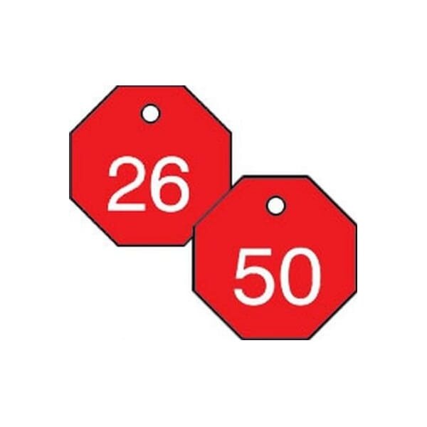 Accuform Engraved Numbered Tags, HS-Laminate, 3 in W, 25 PK TDG823RD - main